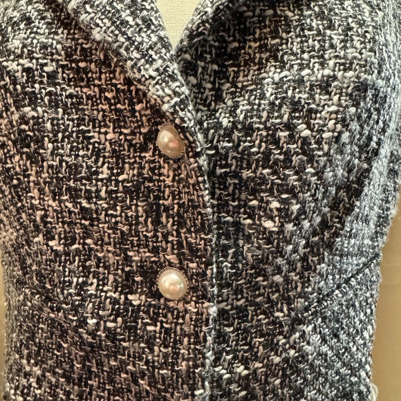 JOIE Black White Tweed Pearl Button Cropped Vest - Picture 6 of 7